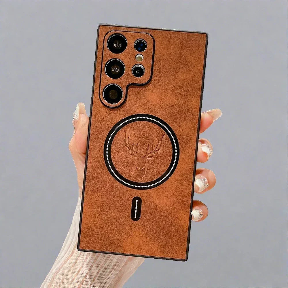 Lederhülle für Telefon mit magnetischer kabelloser Ladefunktion