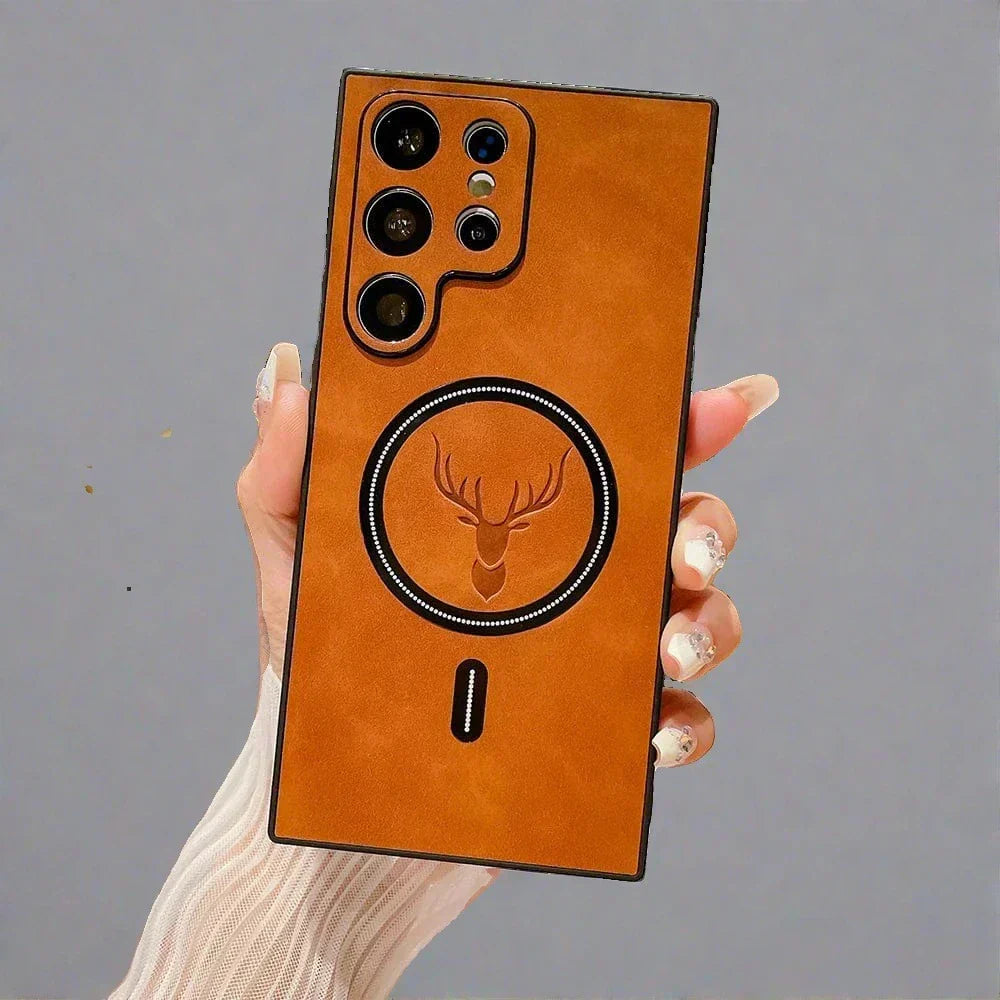Lederhülle für Telefon mit magnetischer kabelloser Ladefunktion