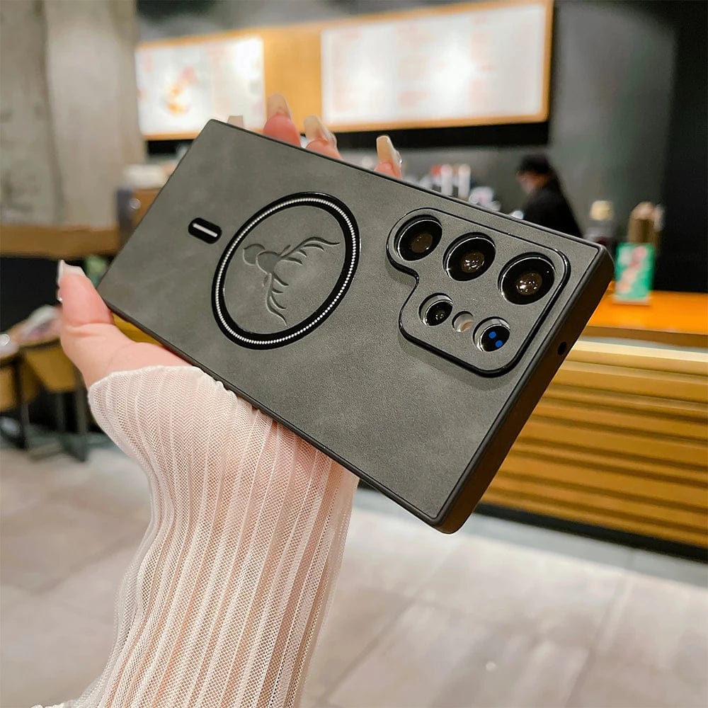 Lederhülle für Telefon mit magnetischer kabelloser Ladefunktion