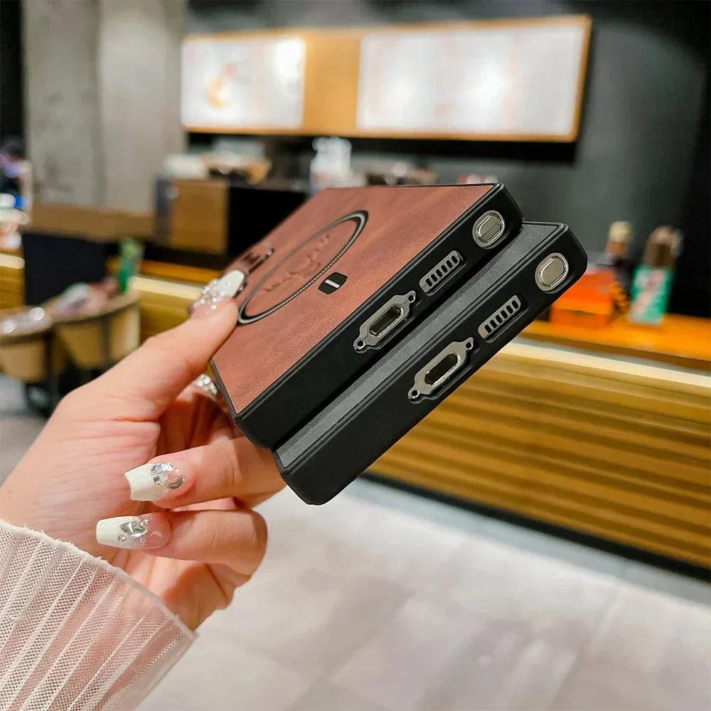 Lederhülle für Telefon mit magnetischer kabelloser Ladefunktion