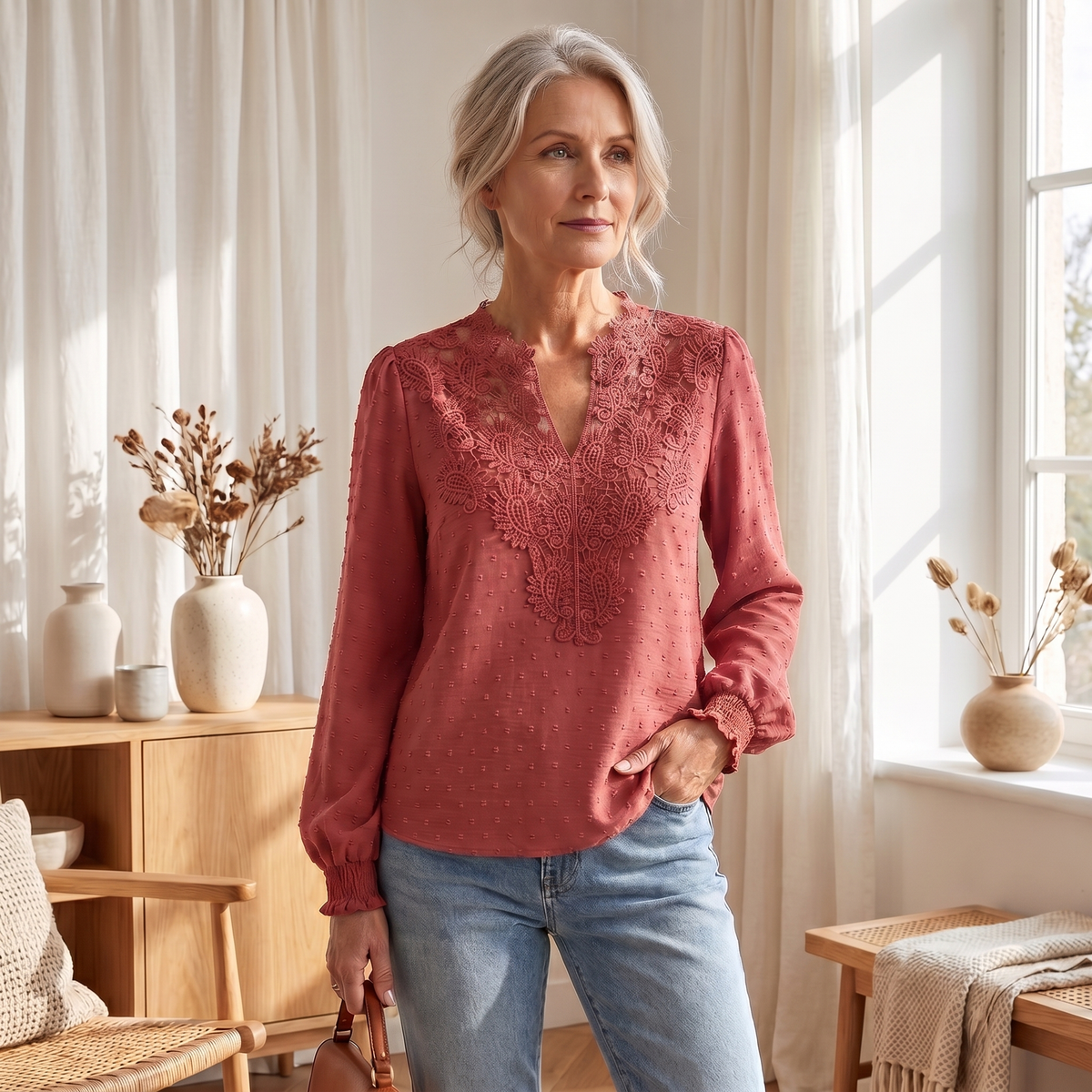 Leichte, atmungsaktive Damenbluse | Tailliertes, elegantes Sommertop