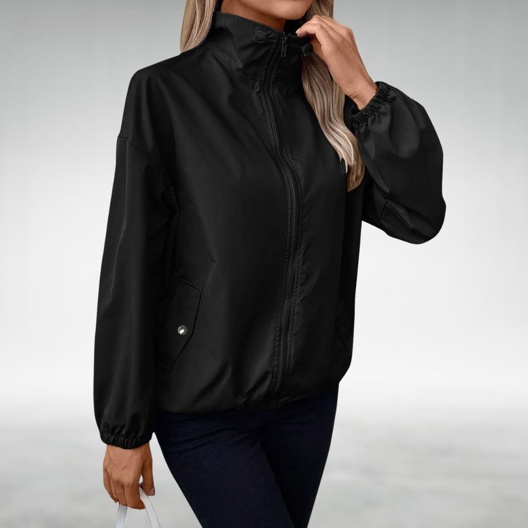 Leichter Damen-Windbreaker mit Stehkragen und Reißverschluss