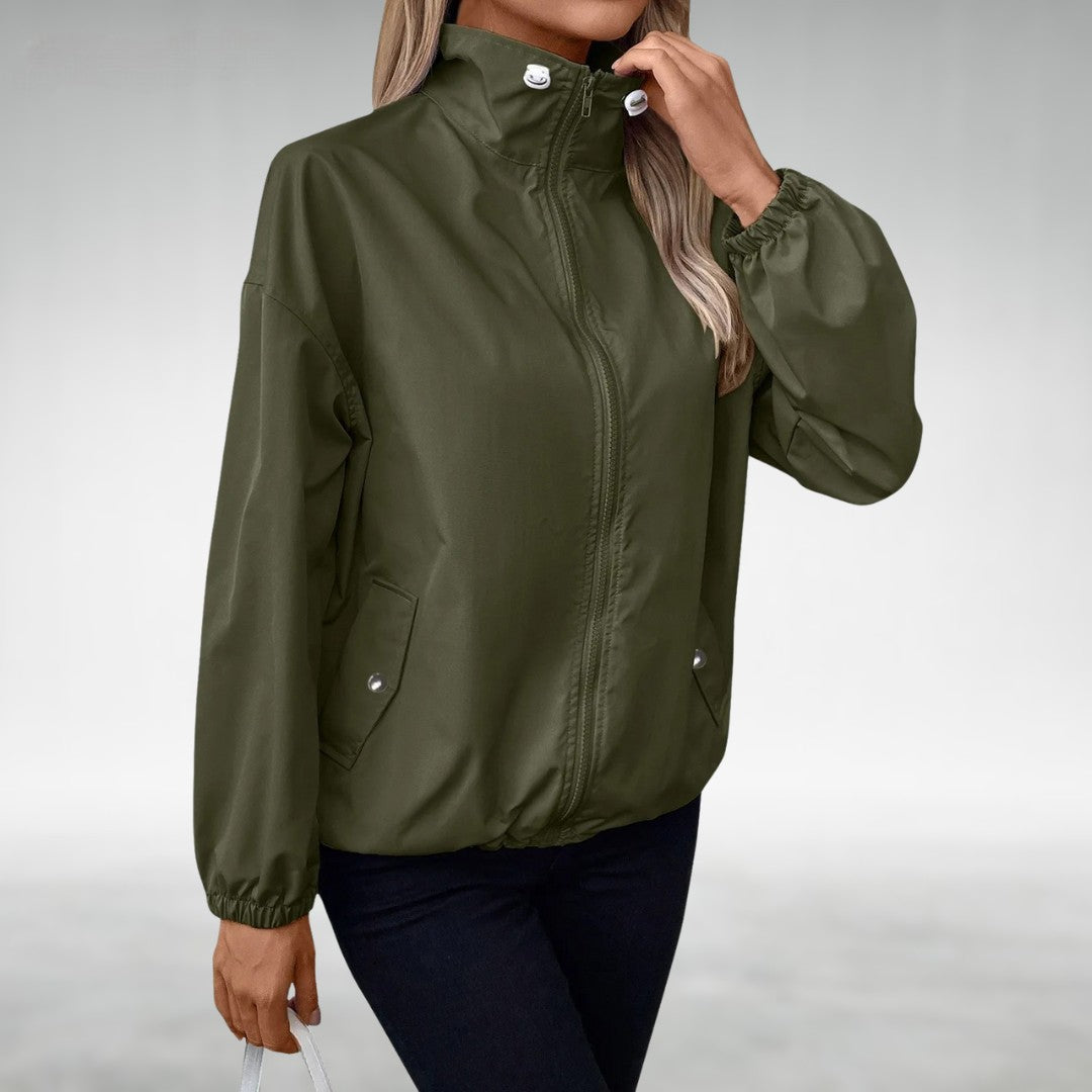 Leichter Damen-Windbreaker mit Stehkragen und Reißverschluss