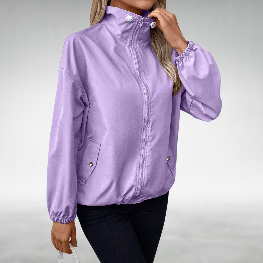 Leichter Damen-Windbreaker mit Stehkragen und Reißverschluss