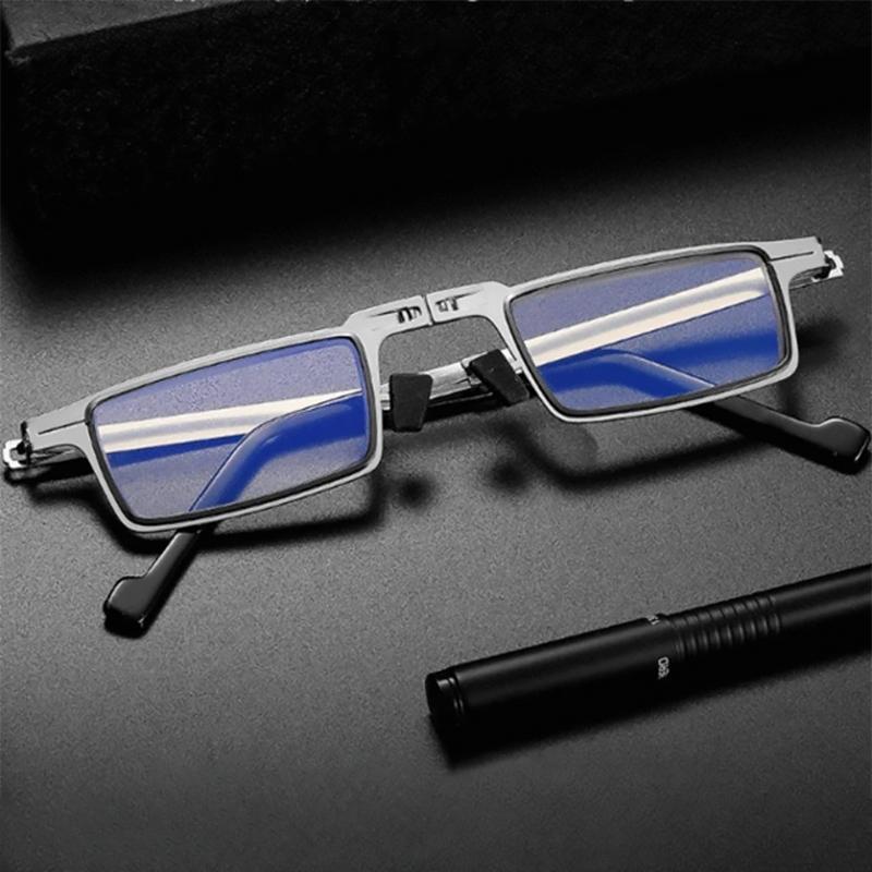 Leichte, faltbare Lesebrille mit Blaulichtfilter-Gläsern – elegante Titan-Konstruktion für maximalen Tragekomfort