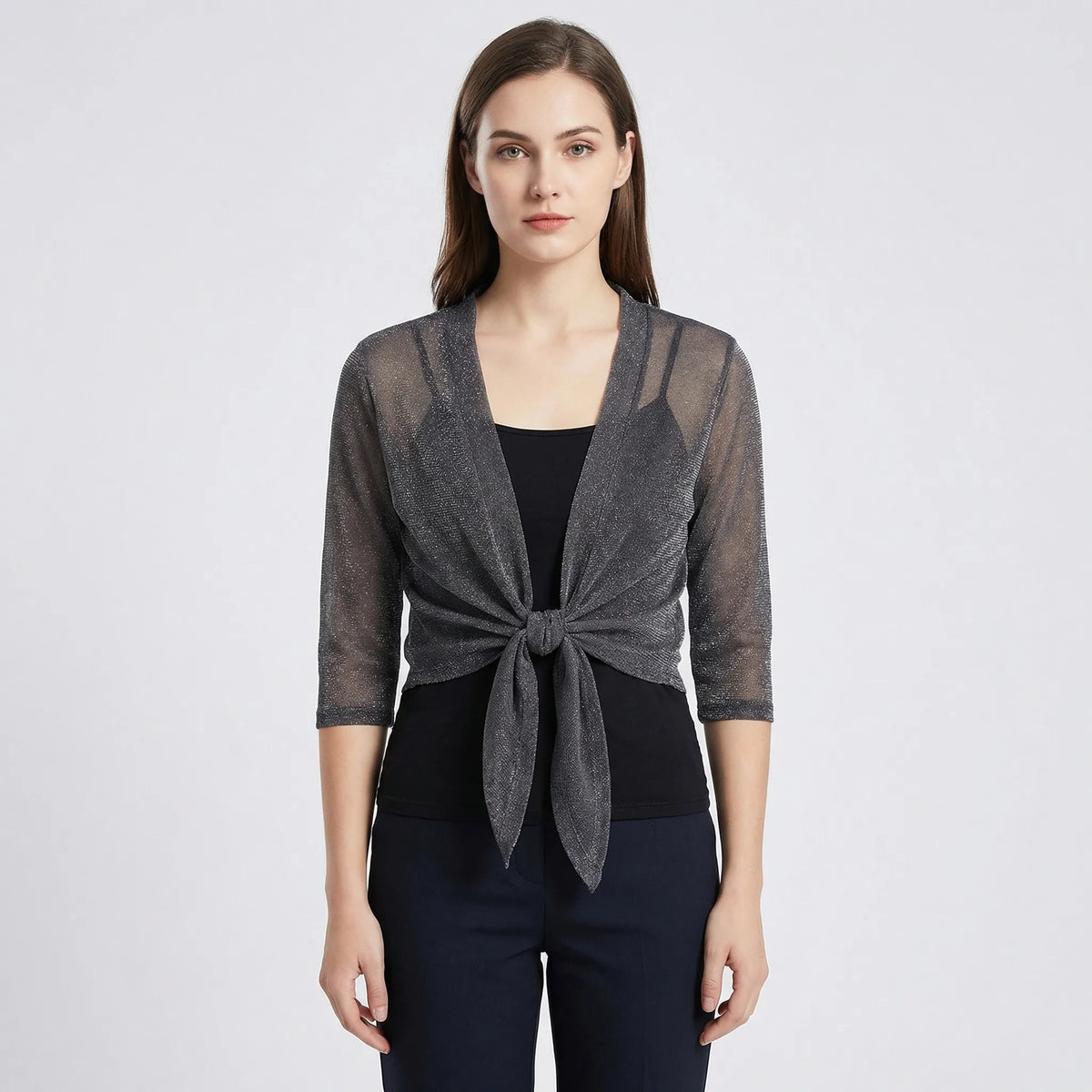 Leichte glitzernde Bolero-Strickjacke