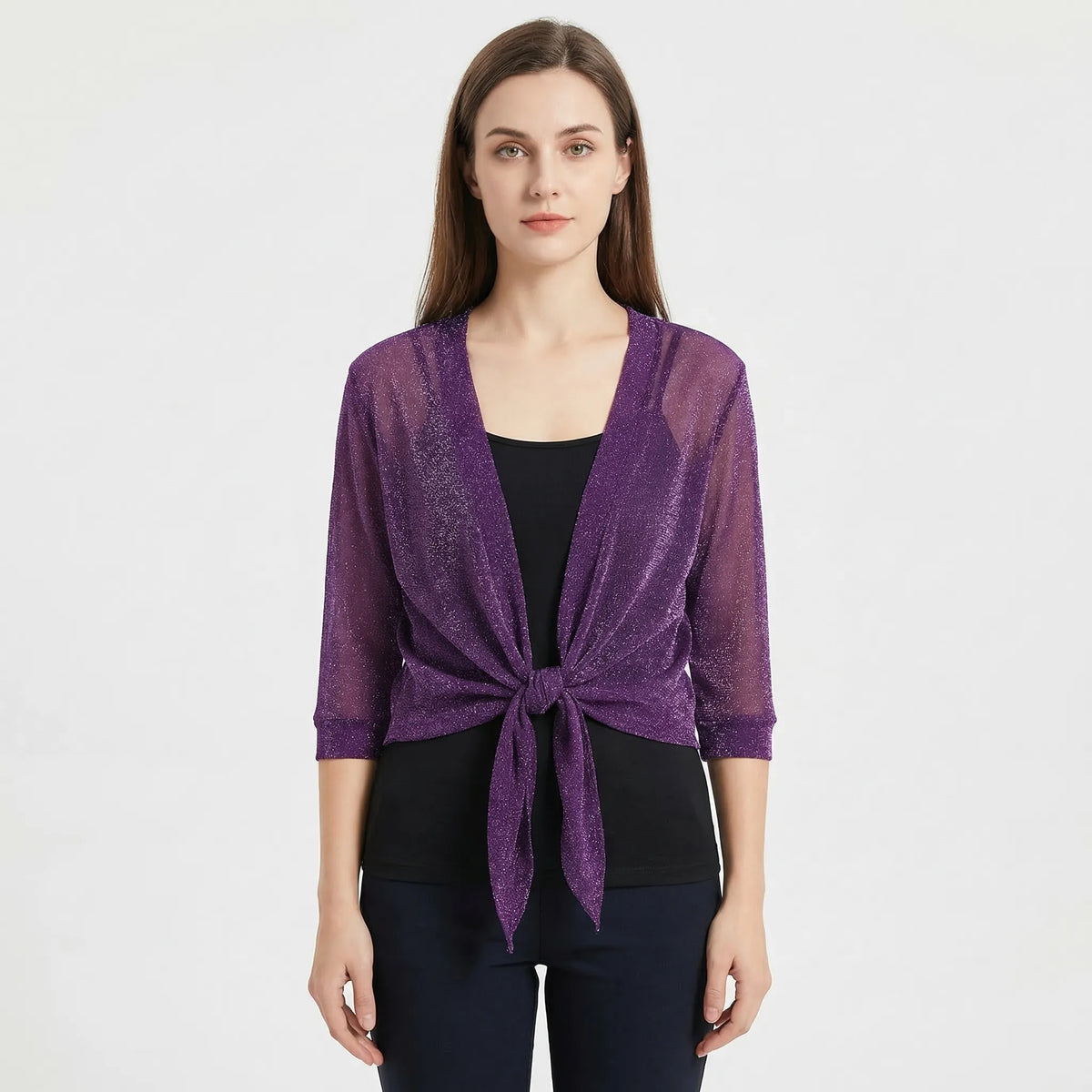 Leichte glitzernde Bolero-Strickjacke