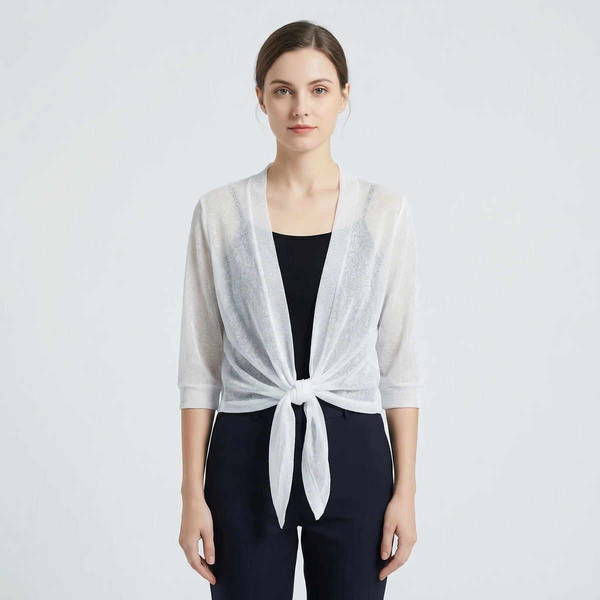 Leichte glitzernde Bolero-Strickjacke