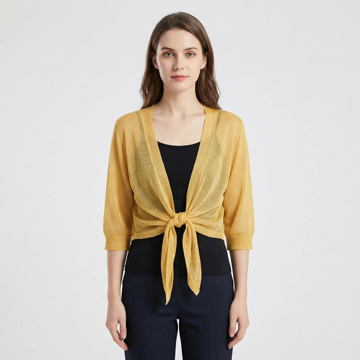 Leichte glitzernde Bolero-Strickjacke