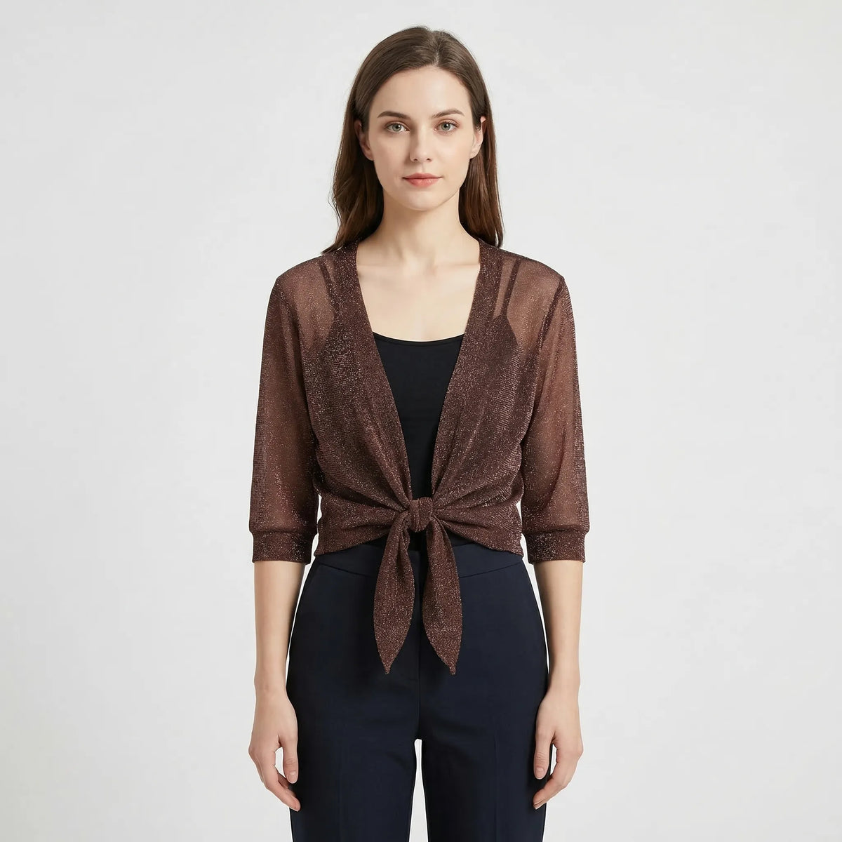 Leichte glitzernde Bolero-Strickjacke