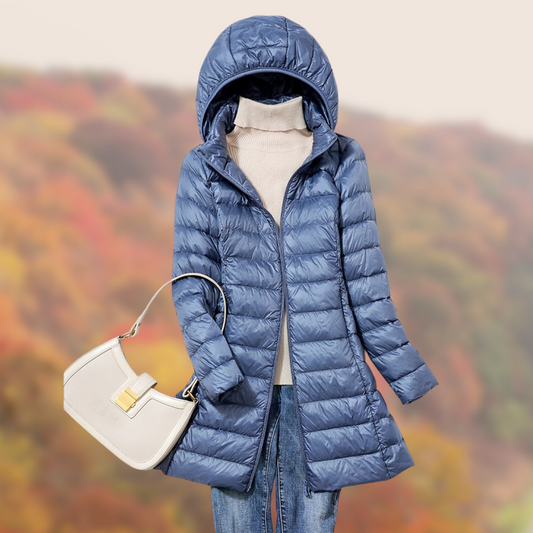 Leichte lange Steppjacke für Damen