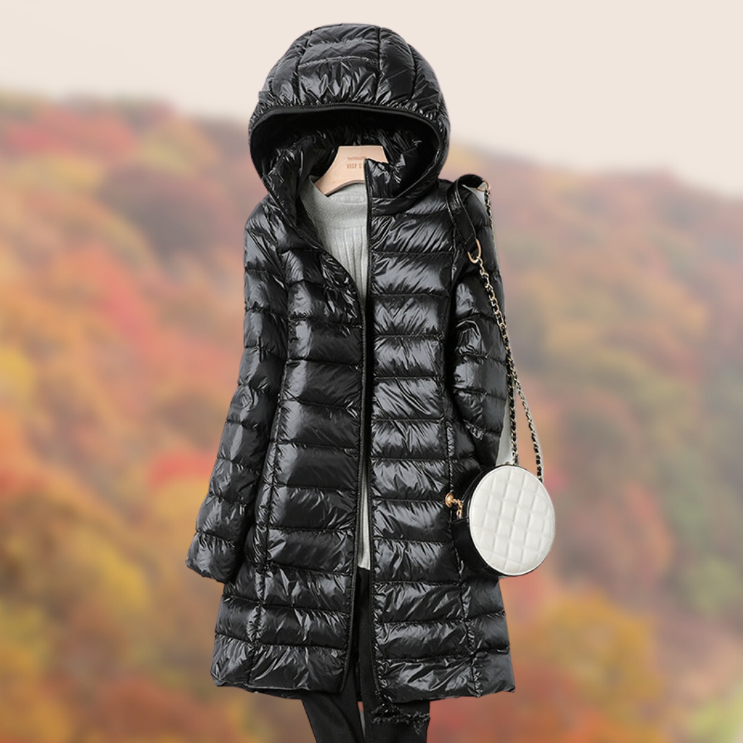 Leichte lange Steppjacke für Damen