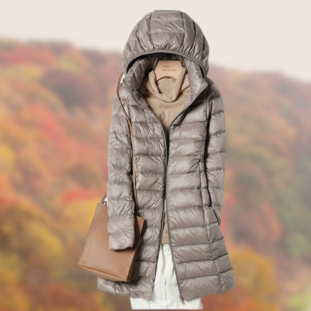 Leichte lange Steppjacke für Damen