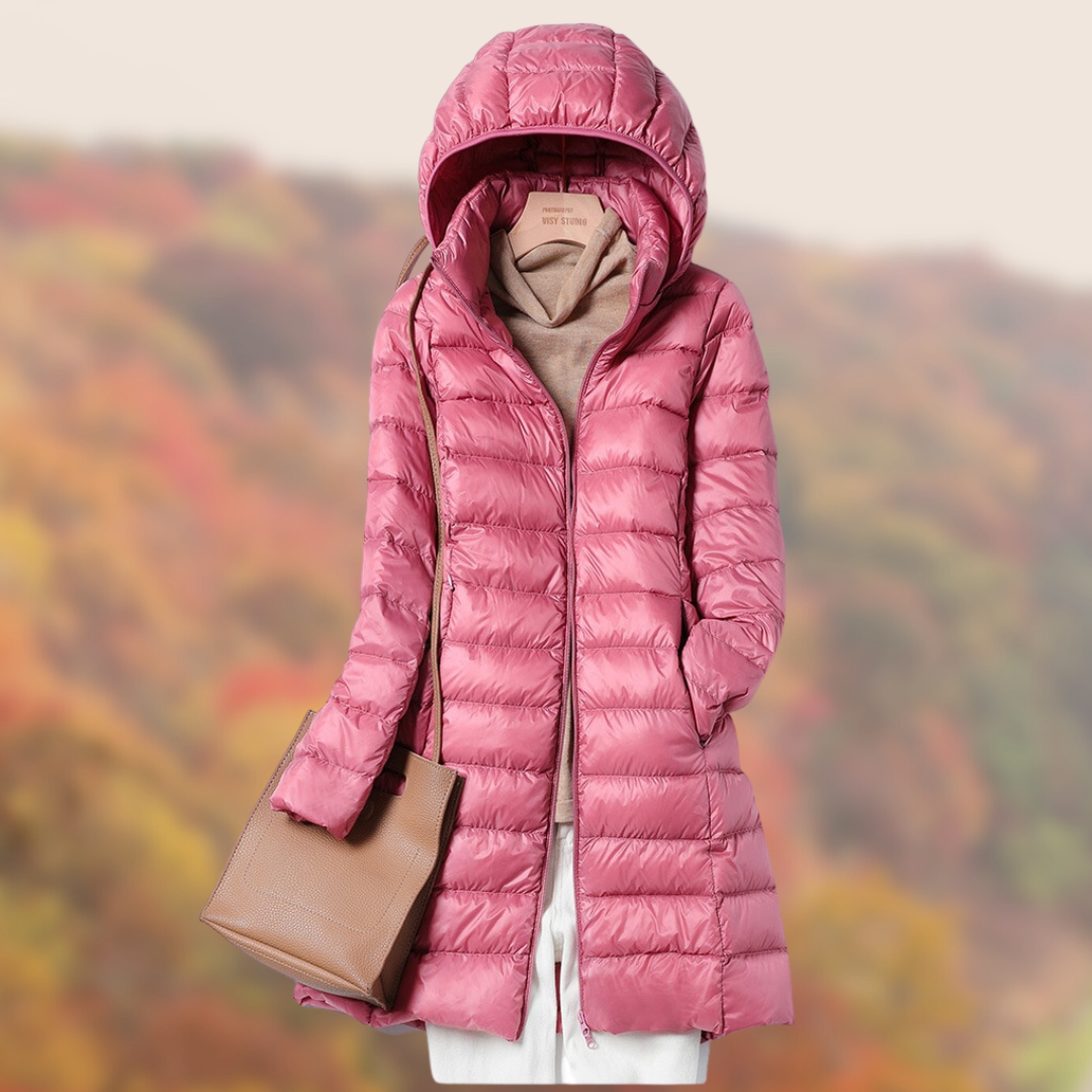 Leichte lange Steppjacke für Damen