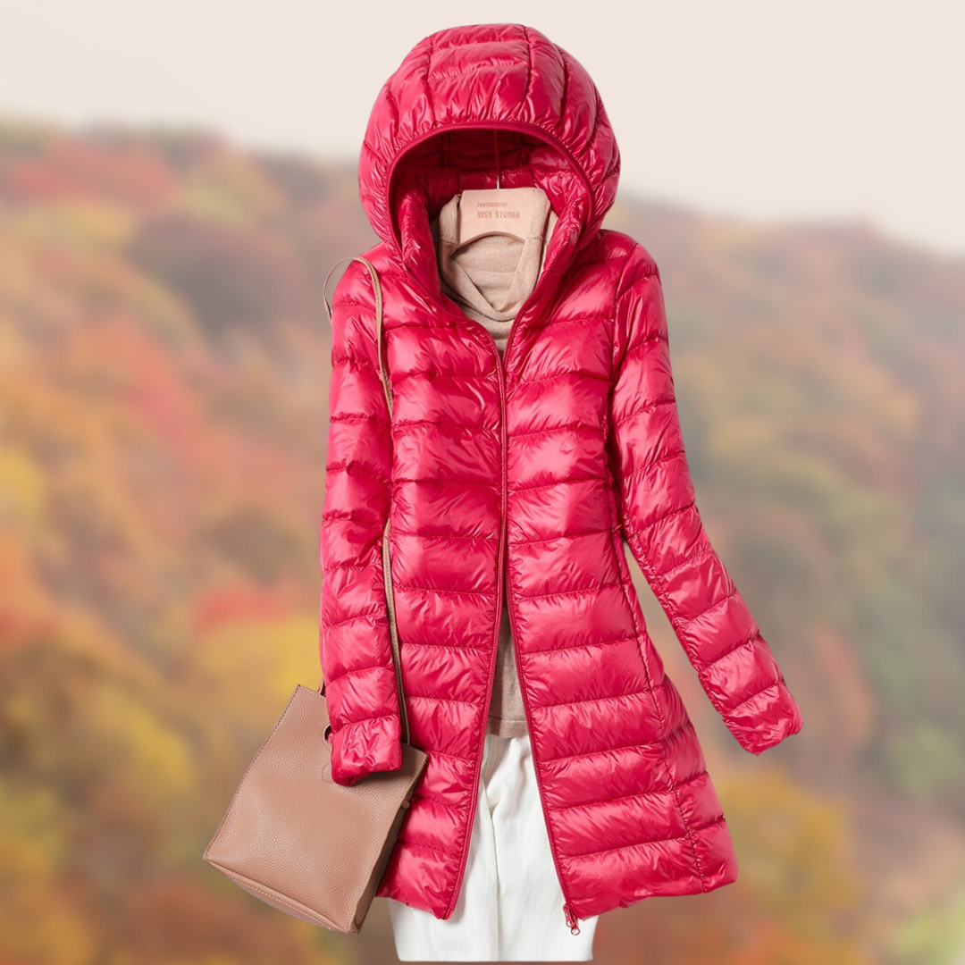 Leichte lange Steppjacke für Damen