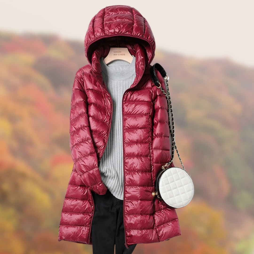 Leichte lange Steppjacke für Damen