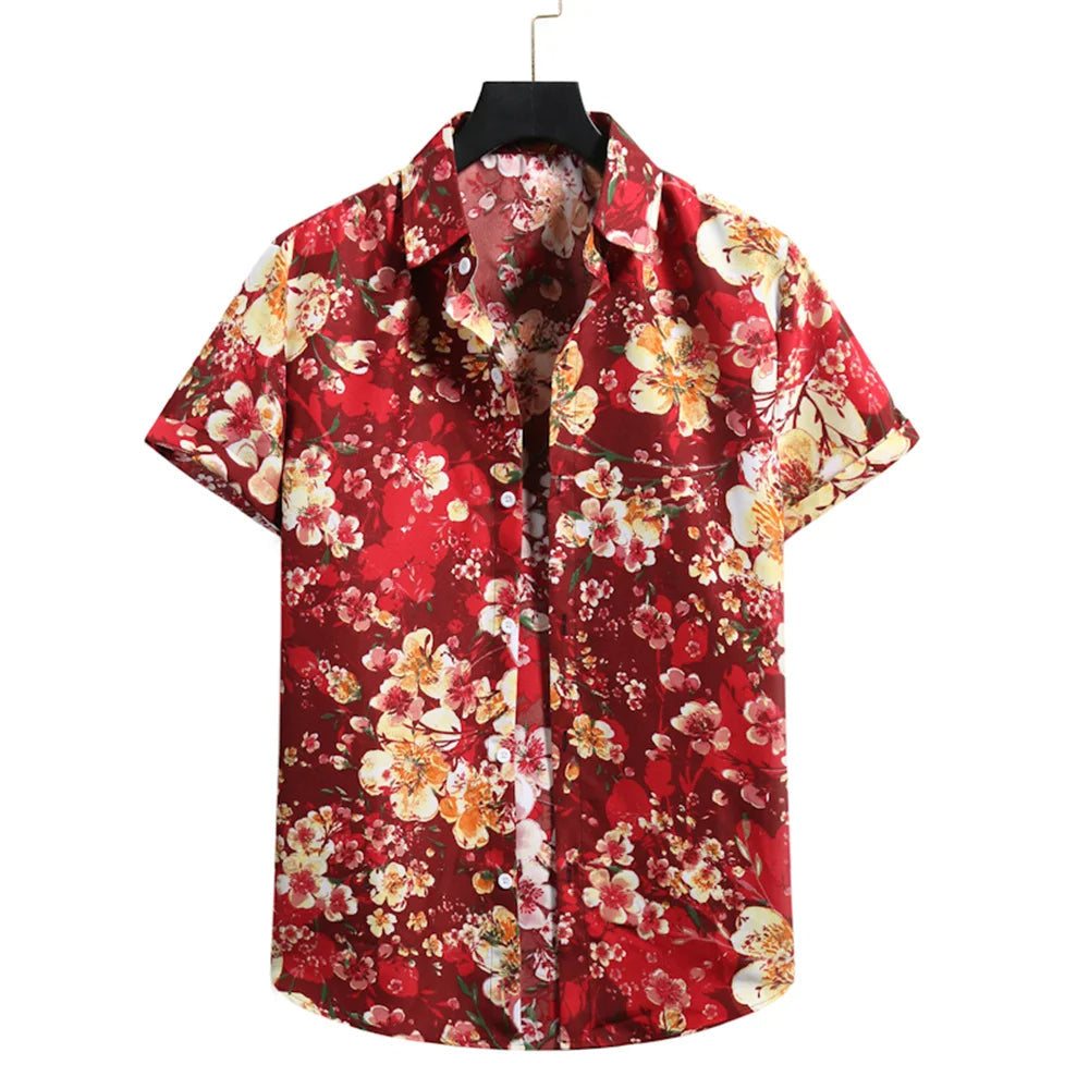 Leichtes Herren-Tropenhemd mit Blumenmuster