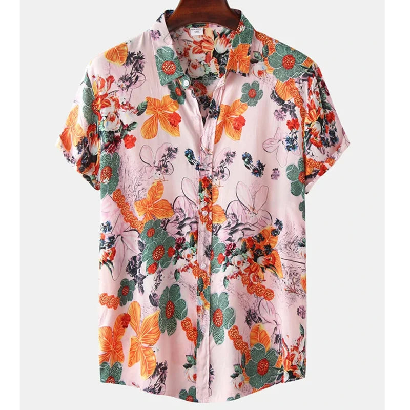 Leichtes Herren-Tropenhemd mit Blumenmuster