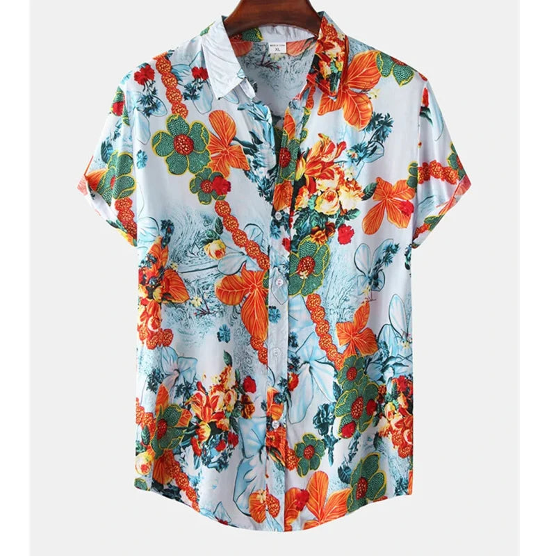 Leichtes Herren-Tropenhemd mit Blumenmuster