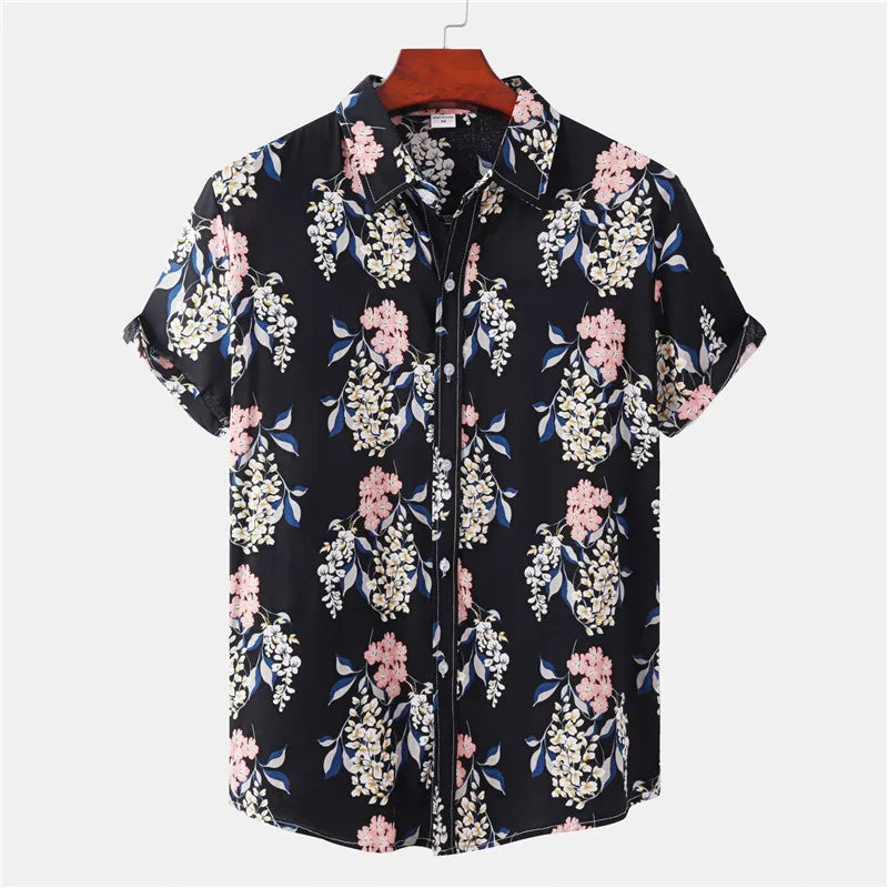 Leichtes Herren-Tropenhemd mit Blumenmuster