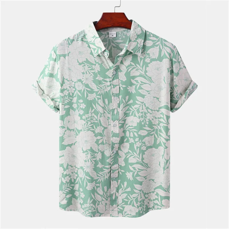 Leichtes Herren-Tropenhemd mit Blumenmuster