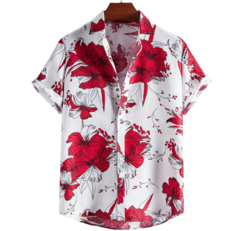 Leichtes Herren-Tropenhemd mit Blumenmuster
