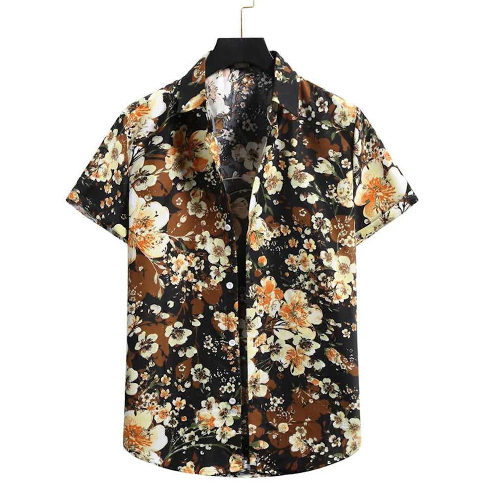 Leichtes Herren-Tropenhemd mit Blumenmuster