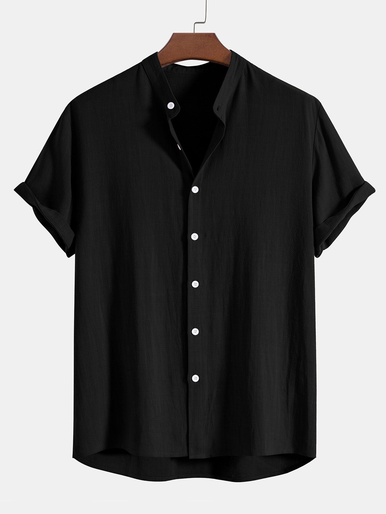 Leichtes Sommer-Set für Herren aus kurzärmeligem Hemd mit Stehkragen und Hose
