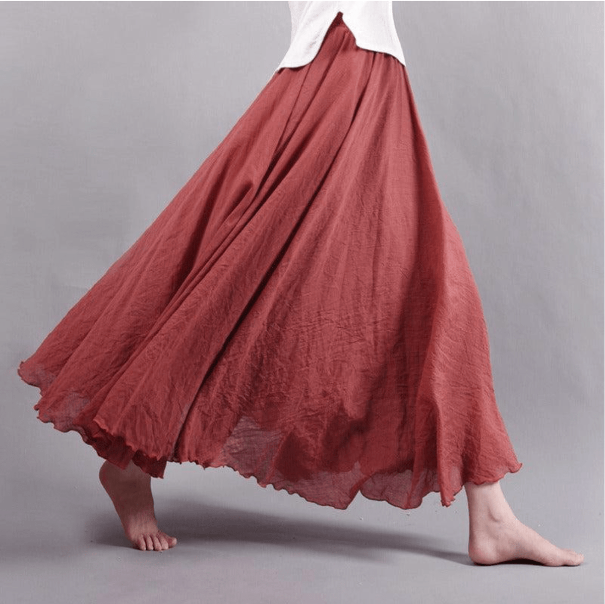 Leinen-Maxirock im Boho-Stil
