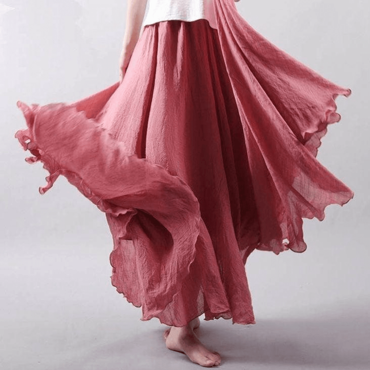 Leinen-Maxirock im Boho-Stil