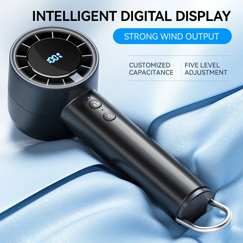 Leiser Hochgeschwindigkeits-USB-Handventilator – Tragbarer kleiner Ventilator mit LED-Display, hoher Windkraft und Kühlfunktion