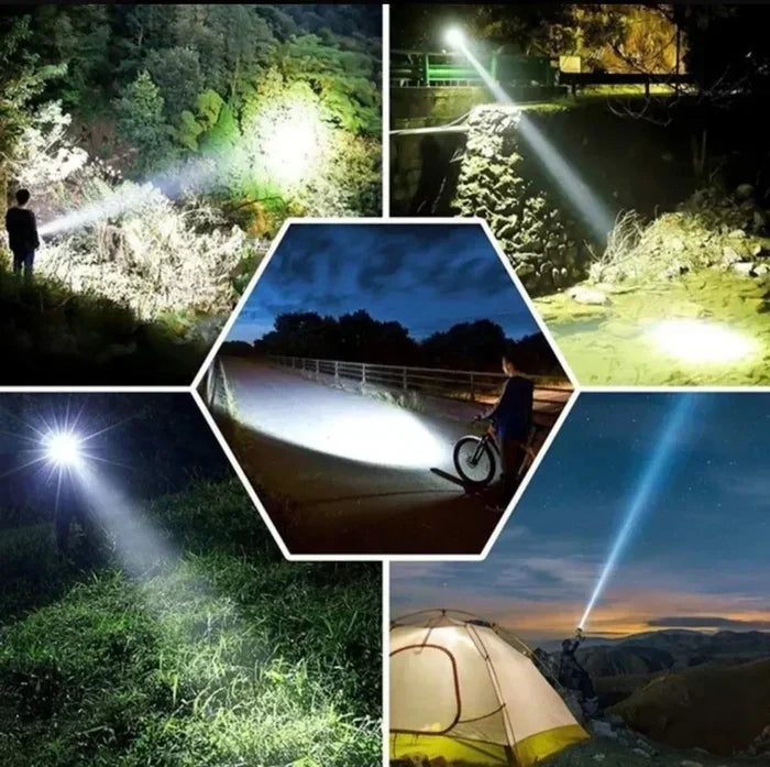 Leistungsstarke Wiederaufladbare LED-Taschenlampe – 10.000 Lumen für Camping und Notfälle