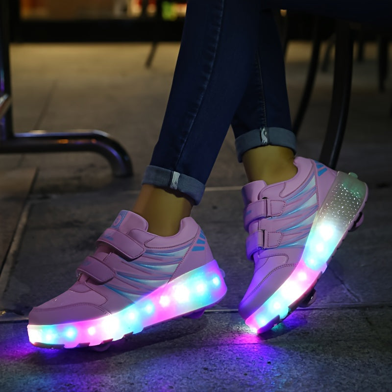 Leuchtende Rollen-Sneaker für Kinder, die Bewegung lieben