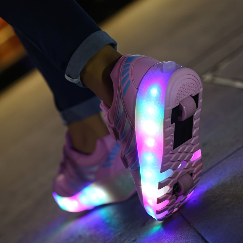 Leuchtende Rollen-Sneaker für Kinder, die Bewegung lieben