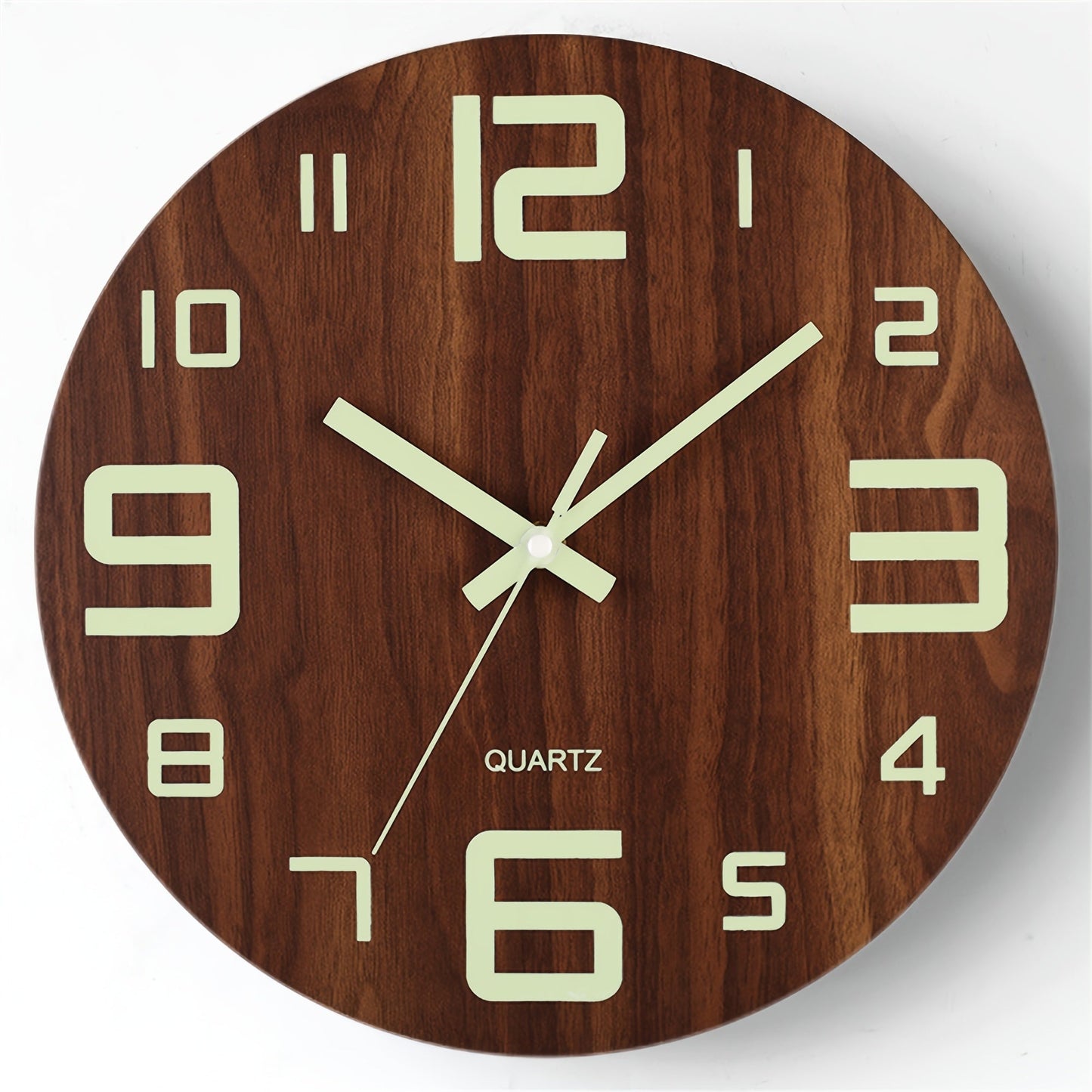 Leuchtende Wanduhr aus Walnussholz | Geräuschloses Holzdesign, das im Dunkeln leuchtet