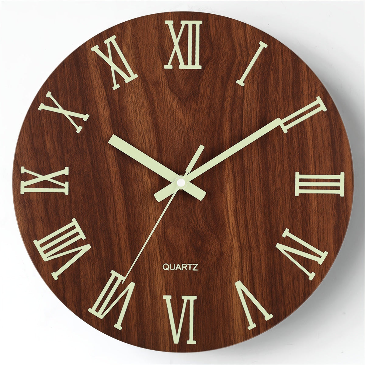 Leuchtende Wanduhr aus Walnussholz | Geräuschloses Holzdesign, das im Dunkeln leuchtet