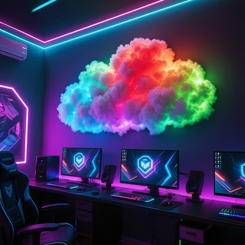 Leuchtende Wolken-Tischlampe