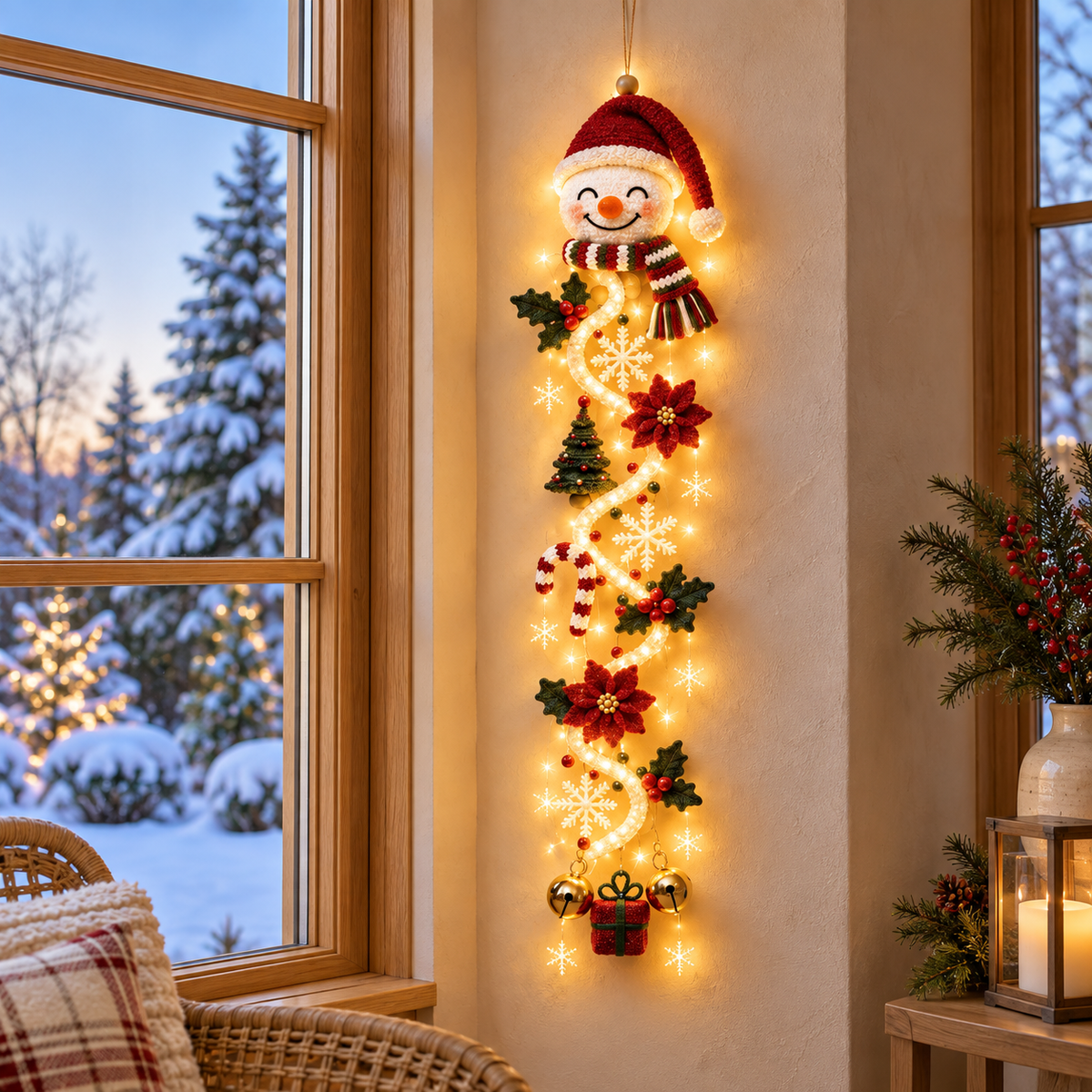 Leuchtender Weihnachts-Türaufhänger