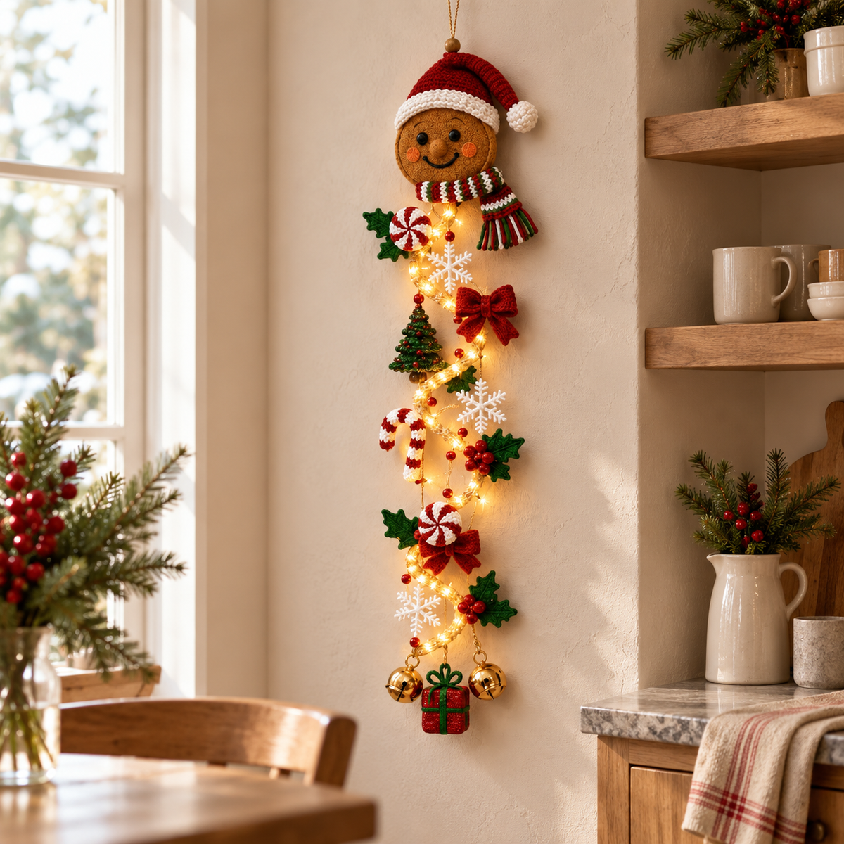 Leuchtender Weihnachts-Türaufhänger
