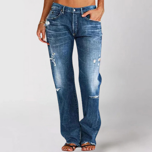 Locker geschnittene Denim-Jeans mit weitem Bein