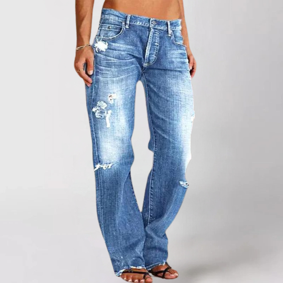 Locker geschnittene Denim-Jeans mit weitem Bein