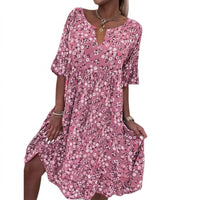 Locker geschnittenes Sommerkleid für Damen mit Blumendruck im leichten Design
