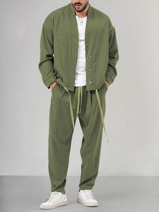 Locker geschnittenes zweiteiliges Herren-Set mit Hose