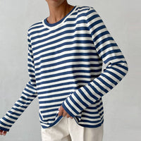 Locker sitzender gestreifter Strickpullover für Damen