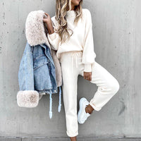 Lounge-Pullover-Set für Damen – mit Kordelzug an der Taille
