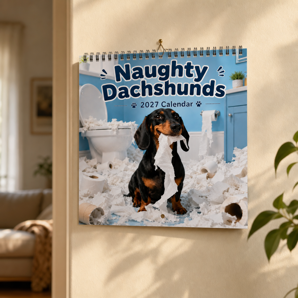 Lustiger Dackel-Wandkalender