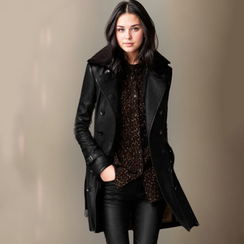 Luxuriöser Leder-Trenchcoat