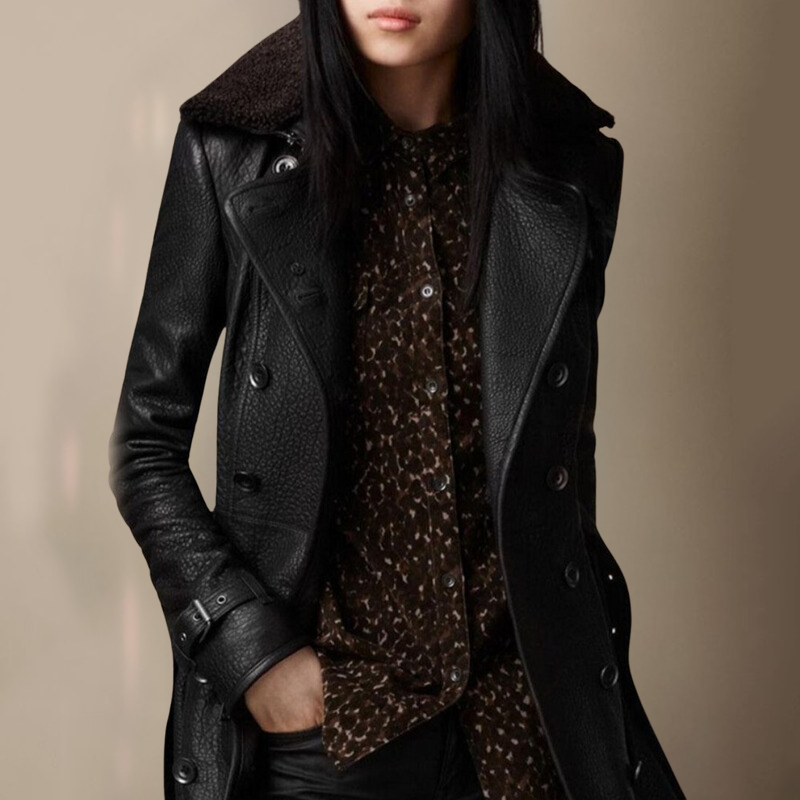 Luxuriöser Leder-Trenchcoat