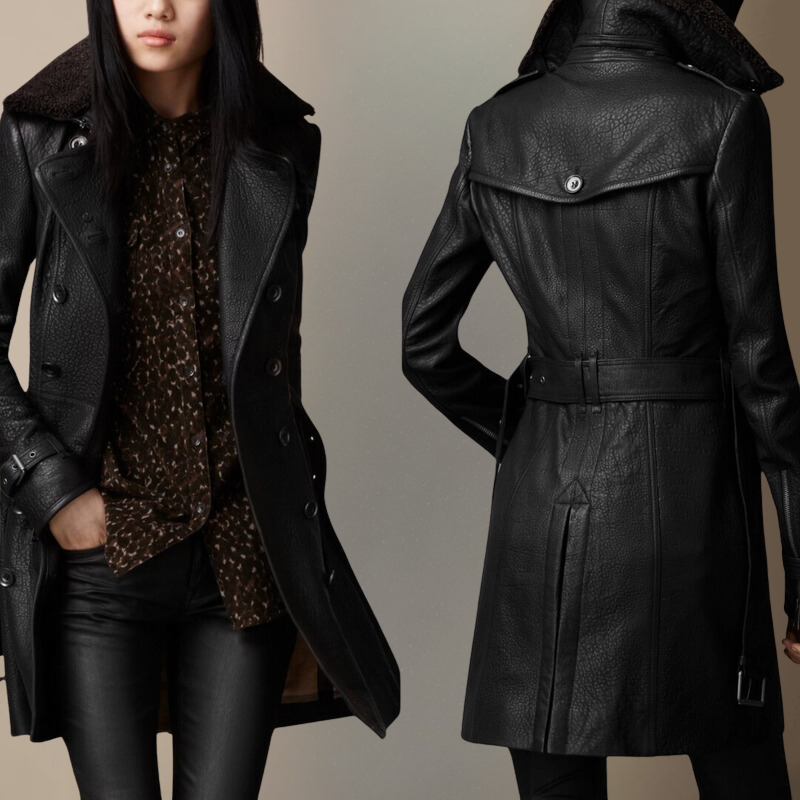 Luxuriöser Leder-Trenchcoat