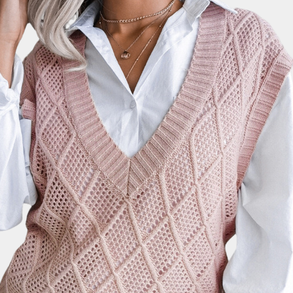 Luxuriöser Wollstrickpullover für Damen mit moderner Struktur